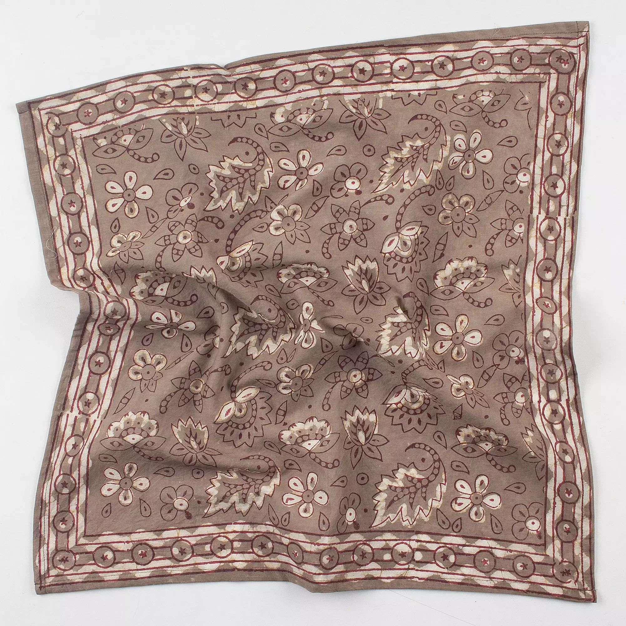 Hand Block Printed Pure Cotton Green Floral Bandana for Face 588